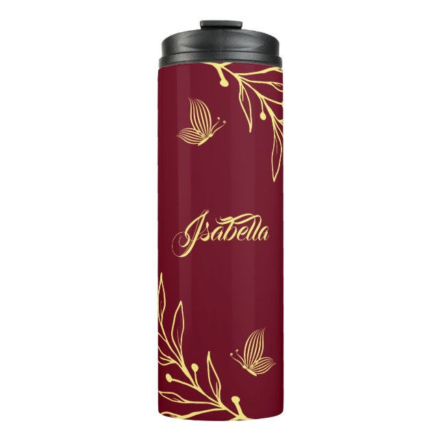 Termo Mármol dorado floral romántico (Anverso)