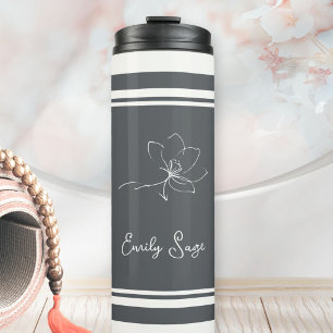 Termo Mármol Gris Marfil Arte Floral en Línea Rayado