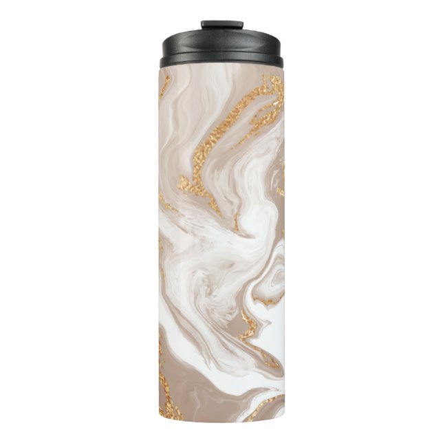 Termo Mármol líquido beige con oro purpurina (Anverso)