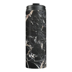 Termo Mármol negro: textura natural abstracta.