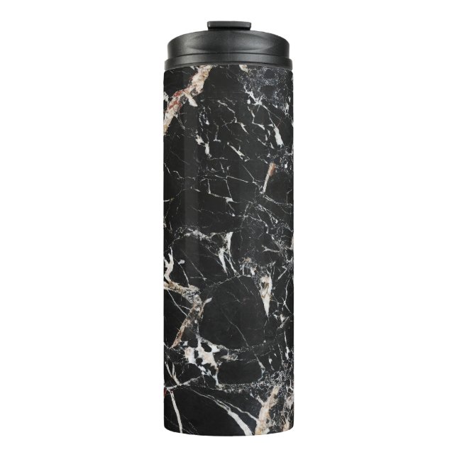 Termo Mármol negro: textura natural abstracta. (Anverso)