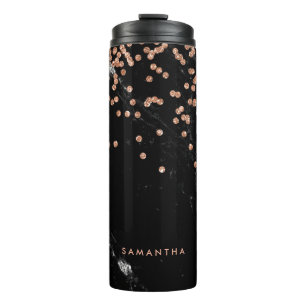 Termo Mármol negro y oro Rosa Glam Faux