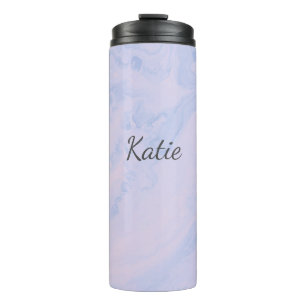 Termo Mármol Rosa Azul Suave Nombre Personalizado Person