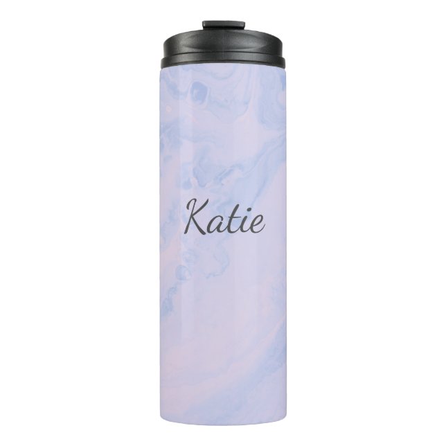 Termo Mármol Rosa Azul Suave Nombre Personalizado Person (Anverso)