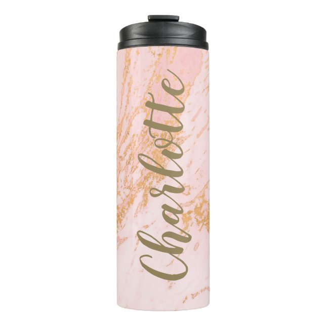 Termo Mármol rosa y dorado Personalizado   (Anverso)