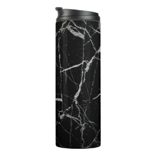 Termo Mármol venoso negro y plateado