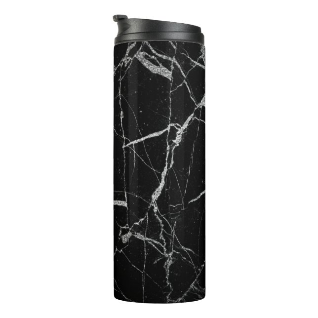 Termo Mármol venoso negro y plateado (Rotado hacia la derecha)