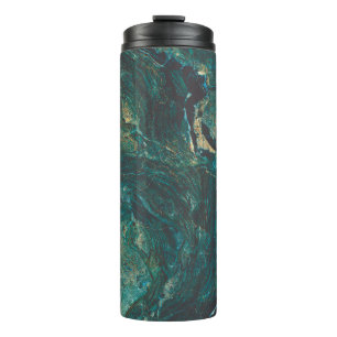 Termo Mármol verde oscuro: textura lujosa.