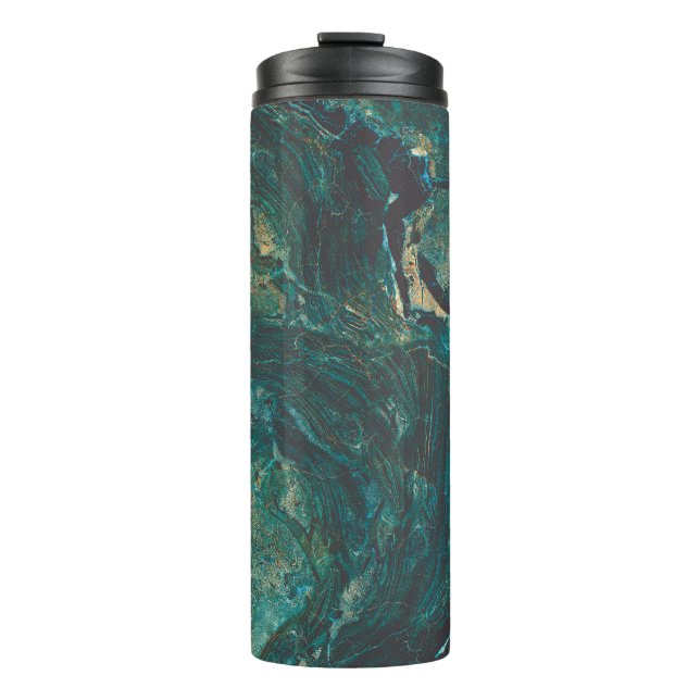 Termo Mármol verde oscuro: textura lujosa. (Anverso)