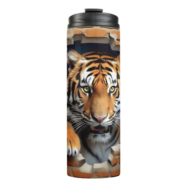 Termo Marrón animal moderno Tigre 3D (Anverso)