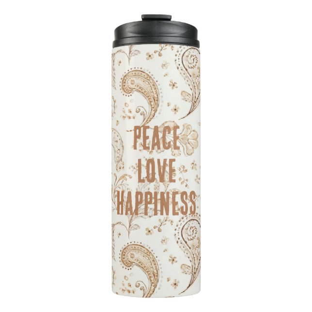 Termo Marrón Crema Boho Bohemio   (Anverso)