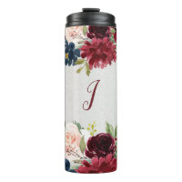 Marsala y acero inoxidable personalizado floral de