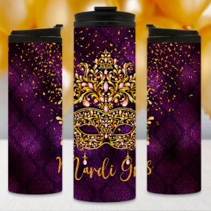 Termo Máscara Jewled Mardi Gras Tumbler
