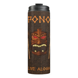 Termo Máscara Tiki de Madera Vintage Pono en Vivo Person