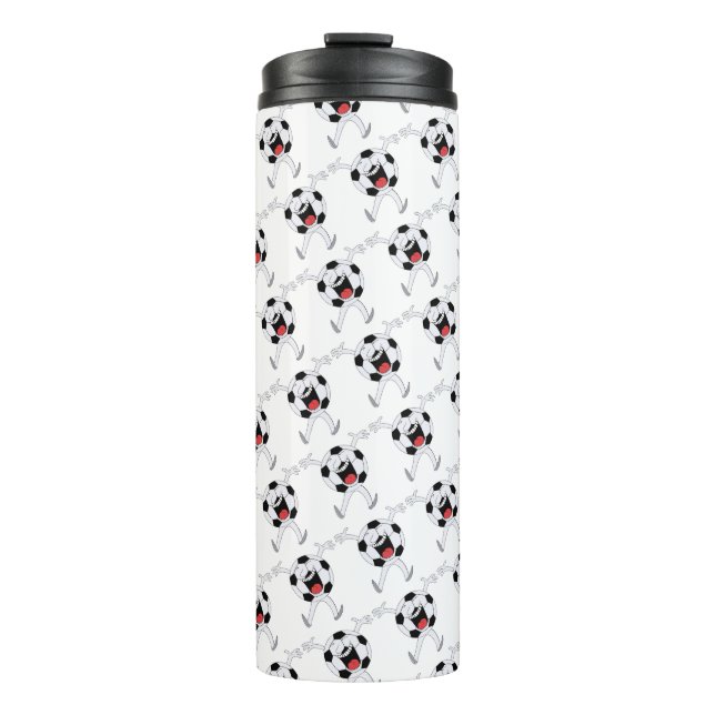 Termo Mascota de Balón de Fútbol Sonriente (Anverso)