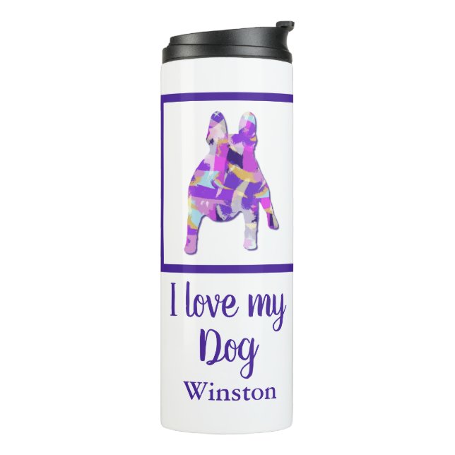 Termo Mascota francés de Bulldog Cute  Silhouette Purple (Rotado hacia la izquierda)