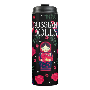 Termo Matryoshka Babushka Muñecas rusas campanas rojas 