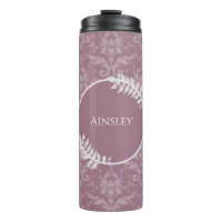 Mauve Elegant Damask Personalized Thermal Tumbler