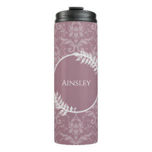 Termo Mauve Elegant Damask Personalized Thermal Tumbler
