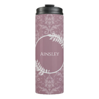 Termo Mauve Elegant Damask Personalized Thermal Tumbler