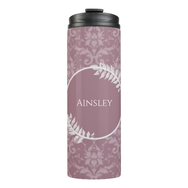 Termo Mauve Elegant Damask Personalized Thermal Tumbler (Anverso)