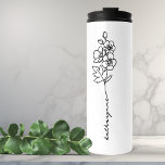 Termo May Birthday Month Flower Hawthorne<br><div class="desc">Flor Hawthorne Flower Flower May Thermal Tumbler con tu nombre y la flor de nacimiento de May, la hermosa espina dorsal. Esta es de moda en blanco y negro, pero todos los colores son personalizable. Póngase en contacto con nosotros en cedarandstring@gmail.com si necesita ayuda con el diseño o productos de...</div>
