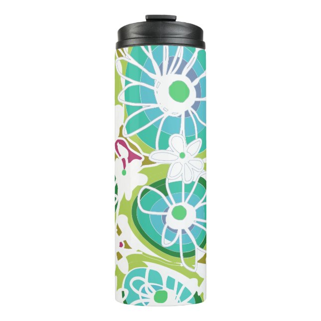 Termo Mazipoodles Love Flowers - Blanco morado verde Ver (Anverso)