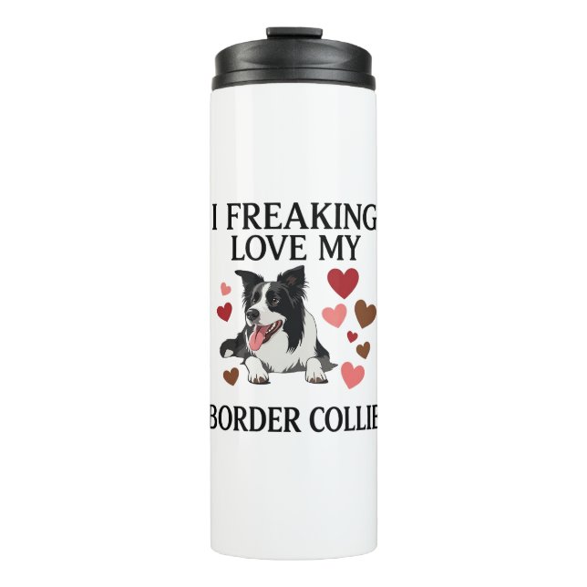 Termo Me Encanta el Perro Border Collie Corazones_1 (Anverso)