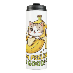 Termo Me estoy pelando bien - divertido gato plátano kaw