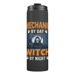 Termo Mecánico de Halloween de Día Bruja de Noche