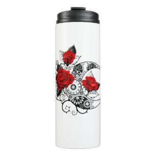 Termo Media luna mecánica con rosas rojas