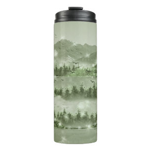 Termo Medios mixtos del paisaje del lago de los bosques 