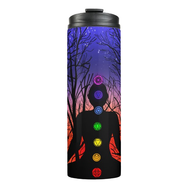 Termo Meditación y árboles en una noche estrellada al at (Anverso)