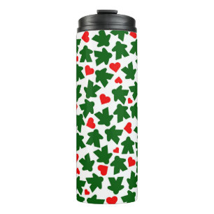 Termo Meeple verde con corazón rojo