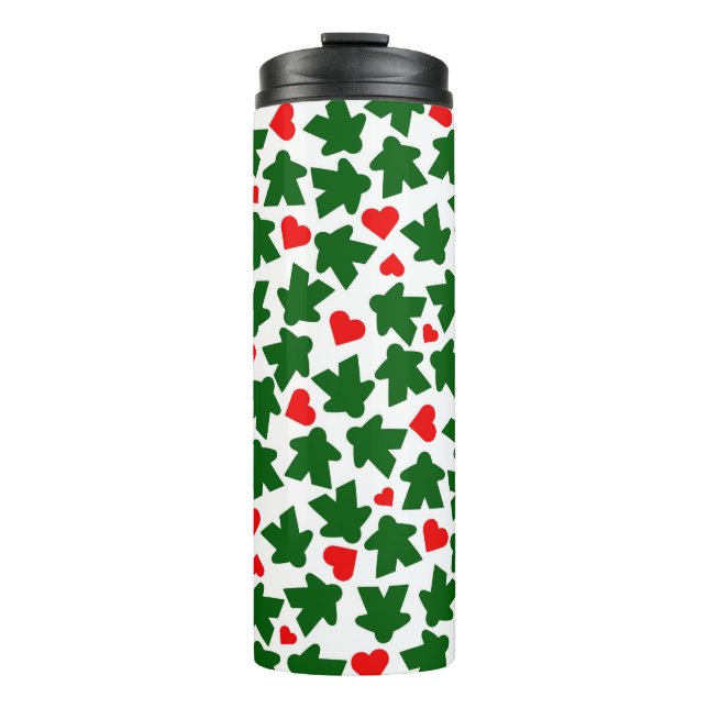 Termo Meeple verde con corazón rojo (Anverso)