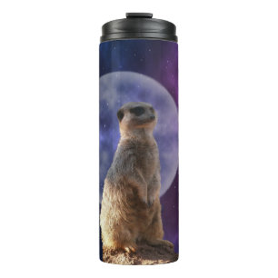 Termo Meerkat En La Noche Azul De La Luna Llena,
