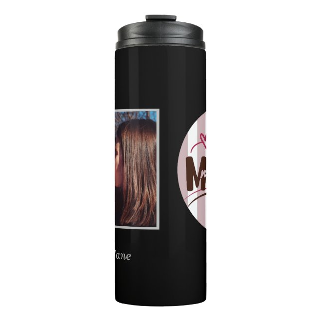 Termo Mejor foto en círculo de rayas de Personalizable d (Anverso)