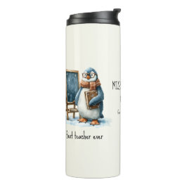 Termo Mejor maestro jamás diseño de pingüino de invierno