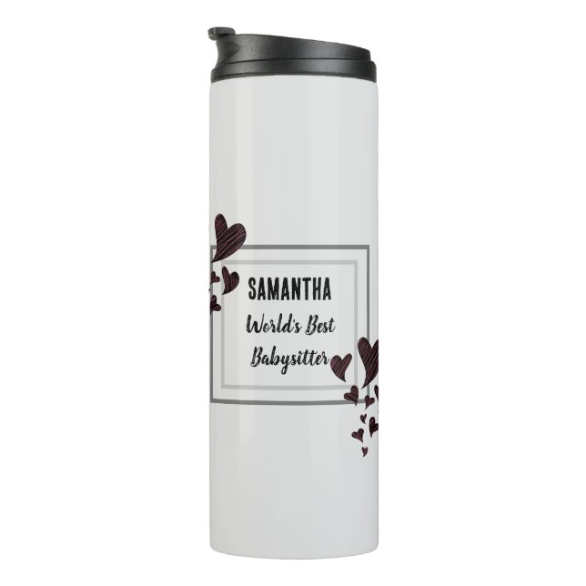 Termo Mejor Niñera del Mundo Corazón Niñera Cuidados de  (Rotado hacia la derecha)