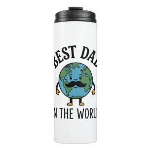 Termo Mejor Papá del Mundo Earth Mustache Camiseta Diseñ