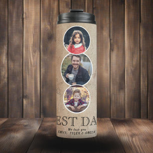 Termo Mejor Papá Día del Padre 3 Colage de Fotos Ovalado