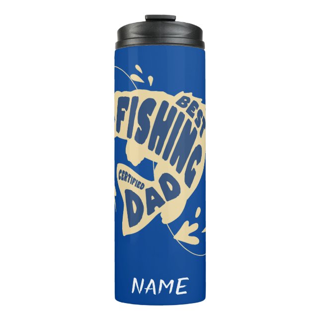 Termo Mejor papá pescador con nombre editable (Anverso)