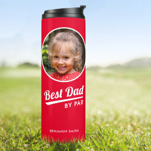 Termo Mejor Papá Por Par Foto Personalizada Golf Rojo