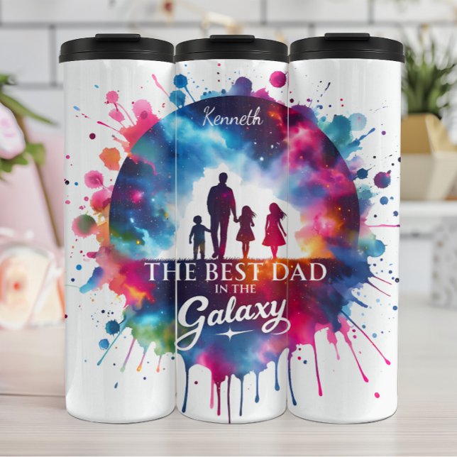 Termo Mejor Papá: Silhouette familiar Galaxy (Subido por el creador)