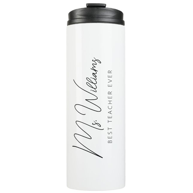 Termo Mejor Profesor minimalista de la Historia (Simple Minimalist Personalized Best Teacher Ever Thermal Coffee Mug, Modern Script Typography)