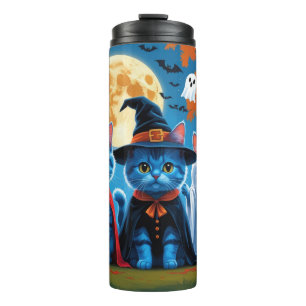 Termo Melancolía de gatos azules oriental Halloween Funn