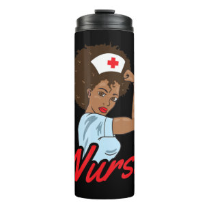 Termo Melanin Black Nurse Clothing Gift Africano-Estadou