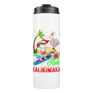 Termo Mele Kalikimaka Merry Xmas Hawaiian Flamingo Santa