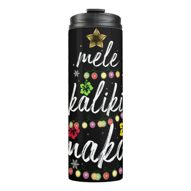 Termo Mele kalikimaka Navidades de ropa hawaiana (Anverso)