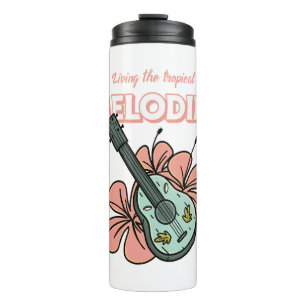Termo Melodías Tropicales Ukulele Arte Floral